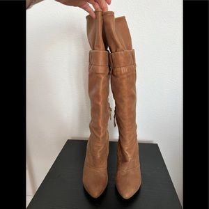 Small heel leather boots